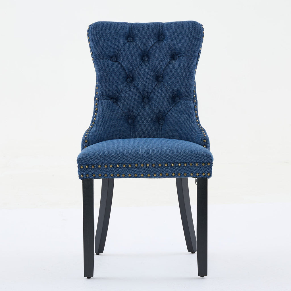 Linen Contemporary Tufted Flax Upholstered Dining Chairs (Set of 2)