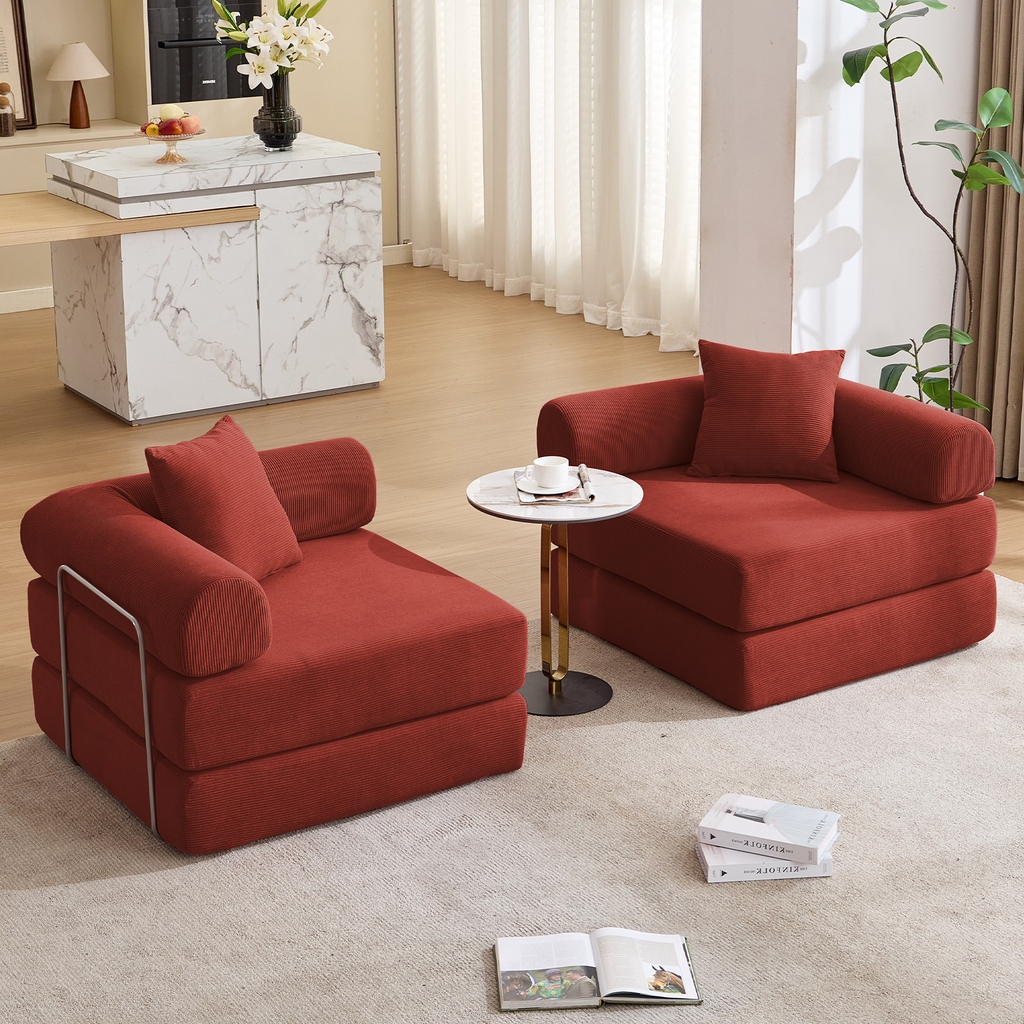 2 Seat Convertible Couch Folding Mattress Couch Sofa Bed
