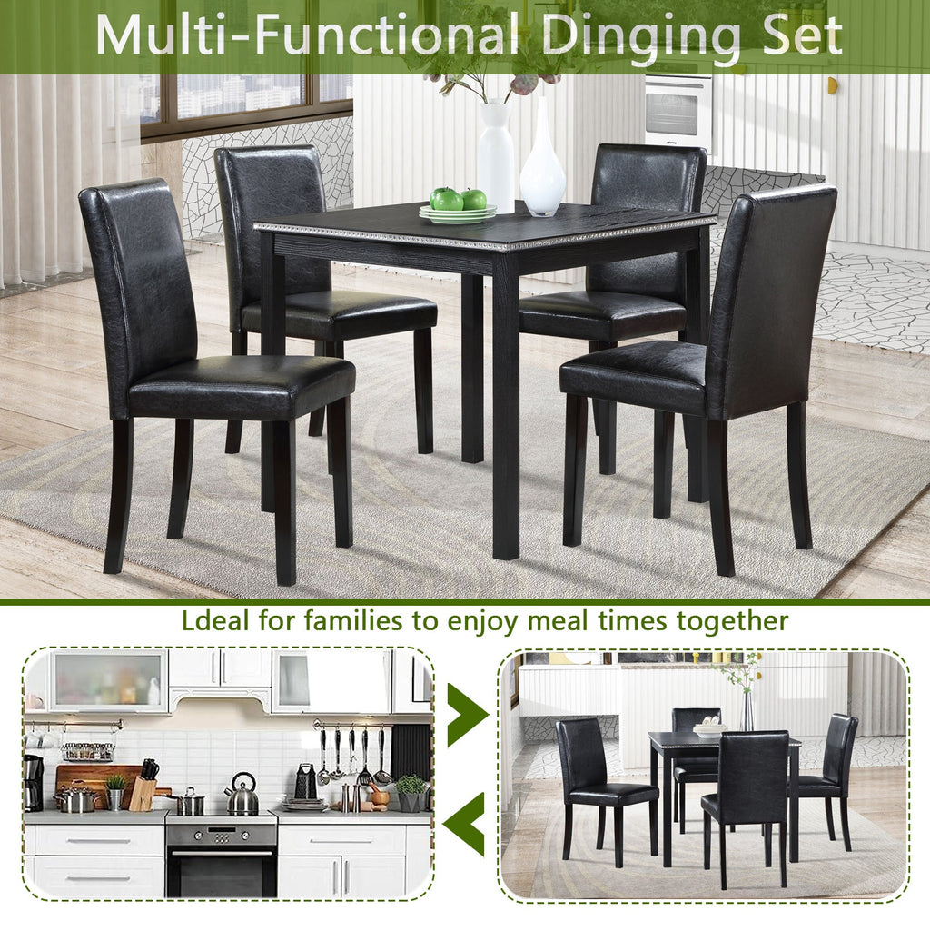 5Pcs Wooden Dining Table Set
