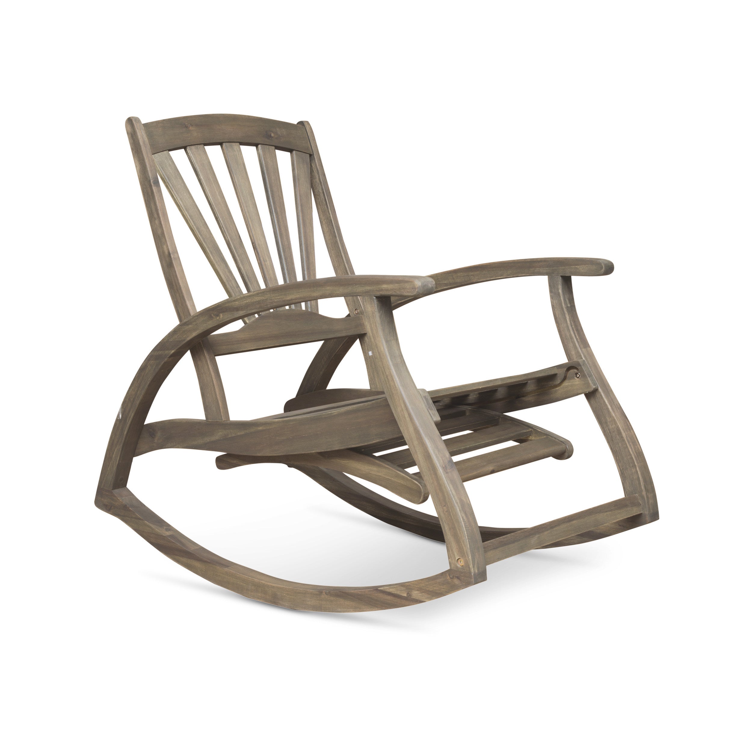 Outdoor Acacia Wood Rocking Chair with Retractable Foot Panel