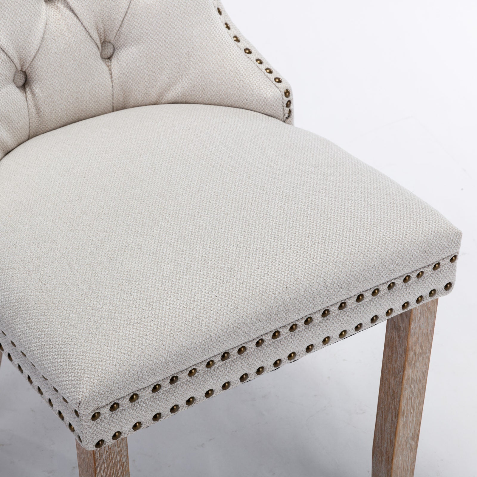 Linen Contemporary Tufted Flax Upholstered Dining Chairs (Set of 2)