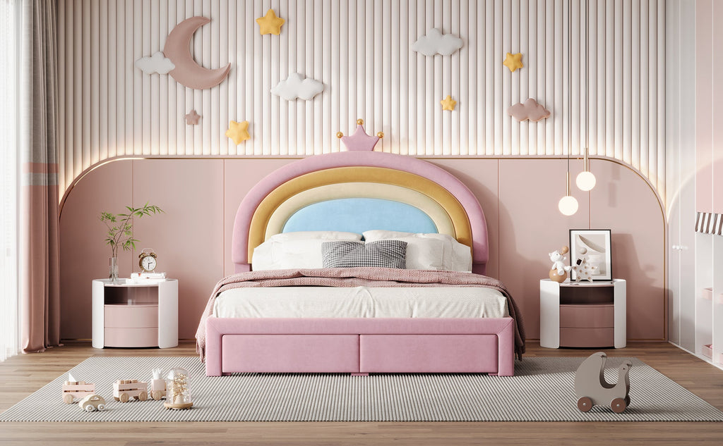 Twin/Full Size Rainbow Princess Platform Bed