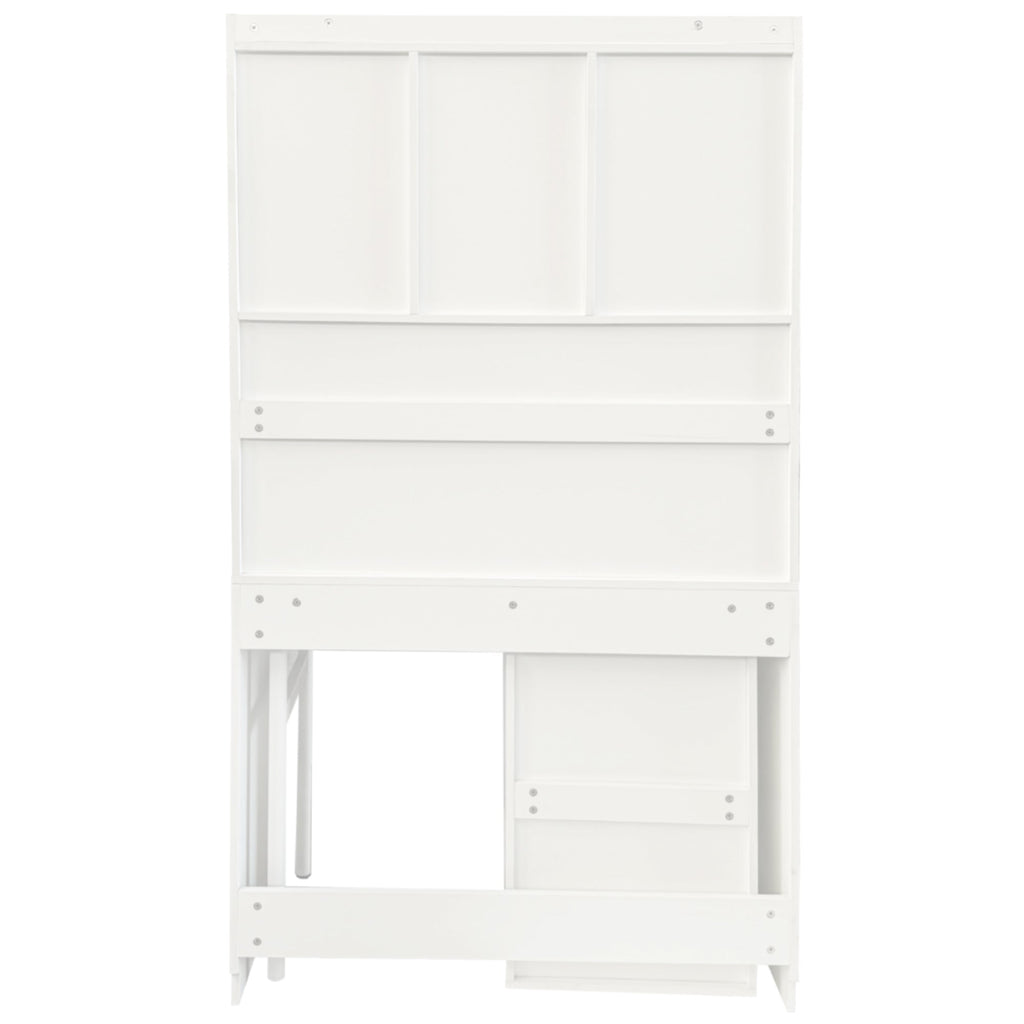 90 Degree Rotating Desktop Computer Desk with Glass Door for Home Office