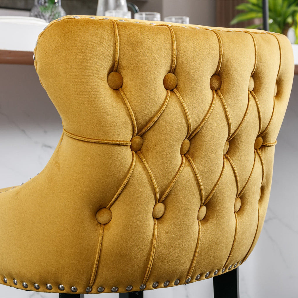 Leisure Style Velvet Upholstered Wing-Back Barstools (Set of 2)