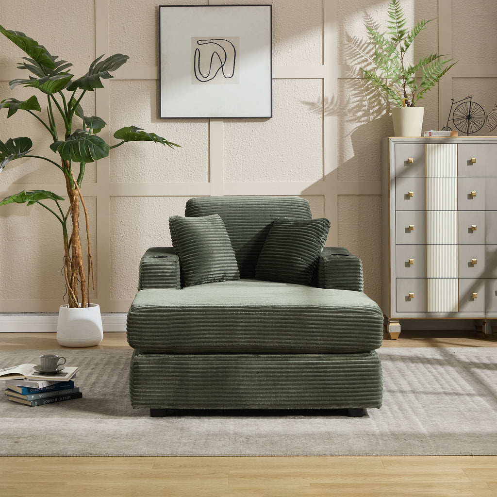 Corduroy Upholstered Chaise Lounge Sofa