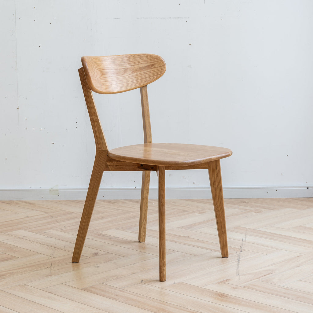 2Pcs Natural Solid Oak Dining Chairs