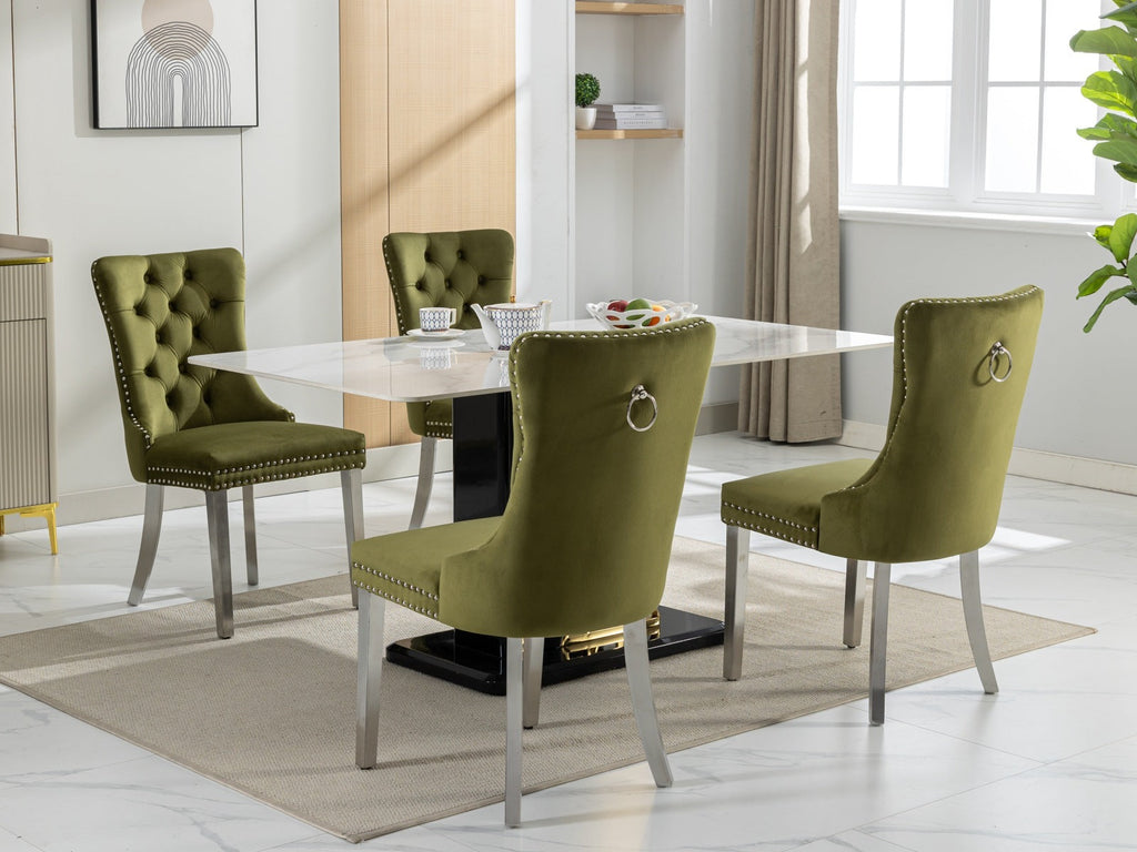 Modern High-end Tufted Solid Wood Velvet Dining Chairs (Set of 2)