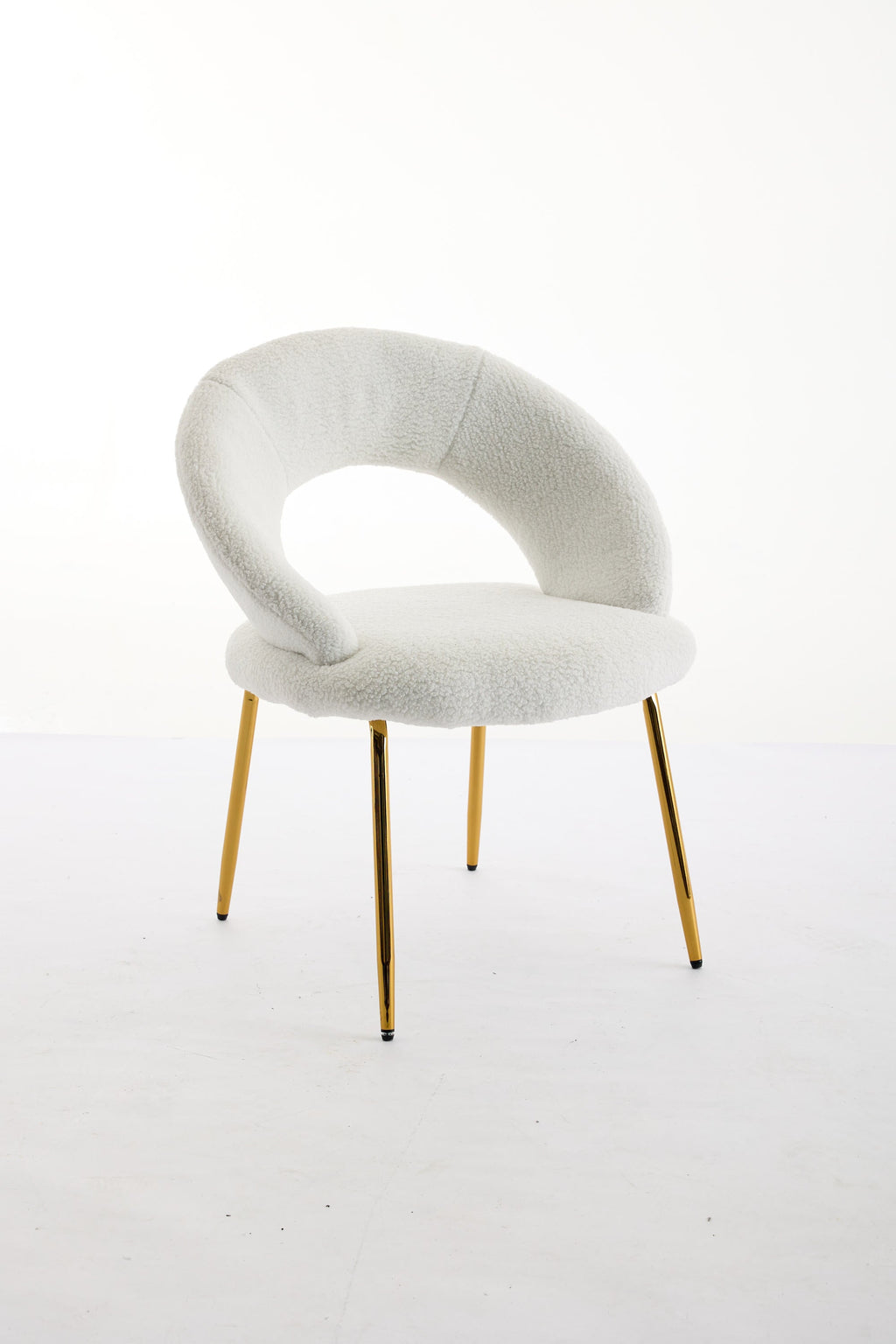 Velvet/Teddy Fabric Dining Chairs with Curved Backrest