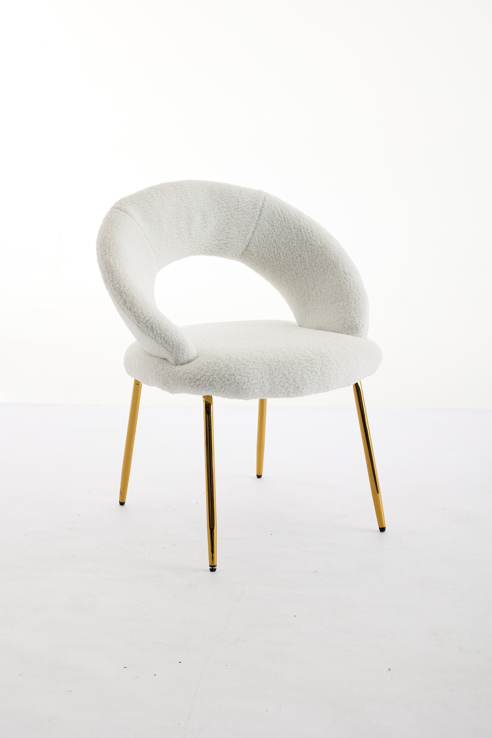 Velvet/Teddy Fabric Dining Chairs with Curved Backrest