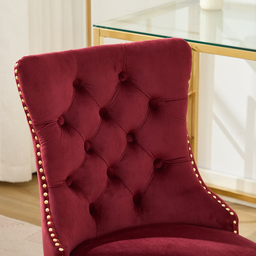 Modern Velvet Upholstered Tufted Button Home Office Chair