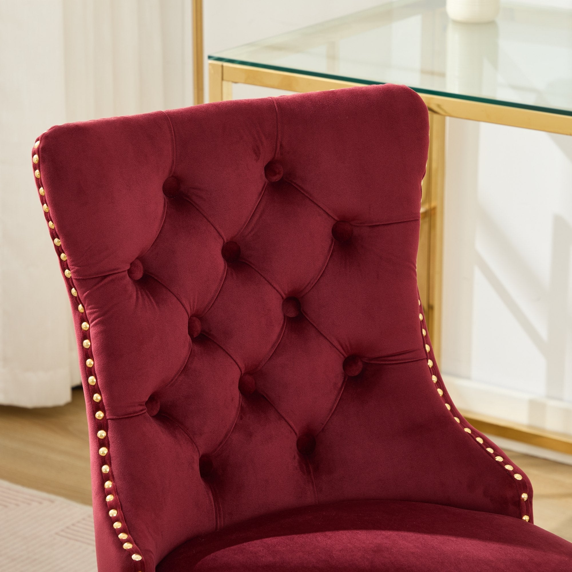 Modern Velvet Upholstered Tufted Button Home Office Chair