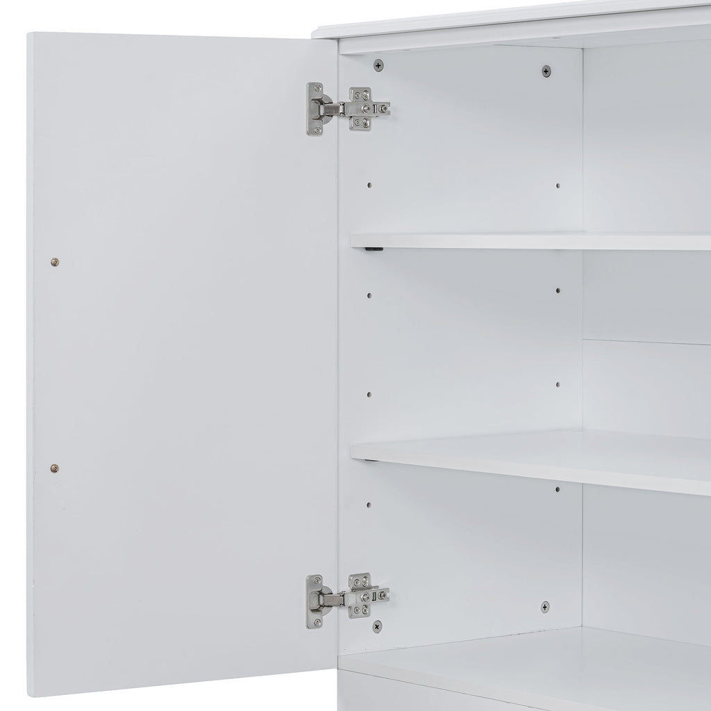 Buffet Cabinet with Adjustable Shelves and Silver Handles