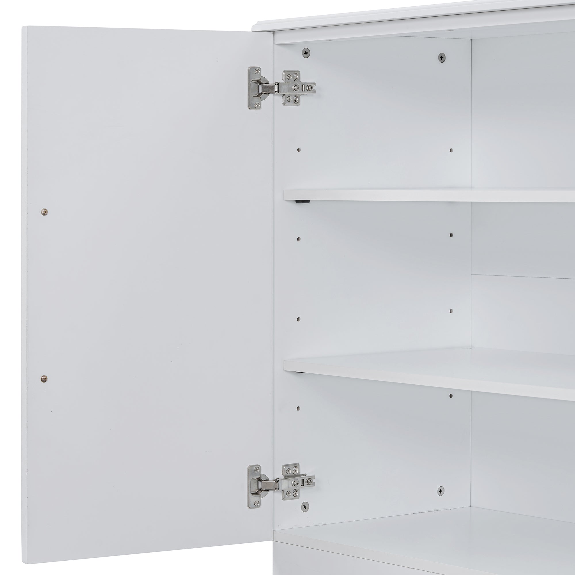 Buffet Cabinet with Adjustable Shelves and Silver Handles