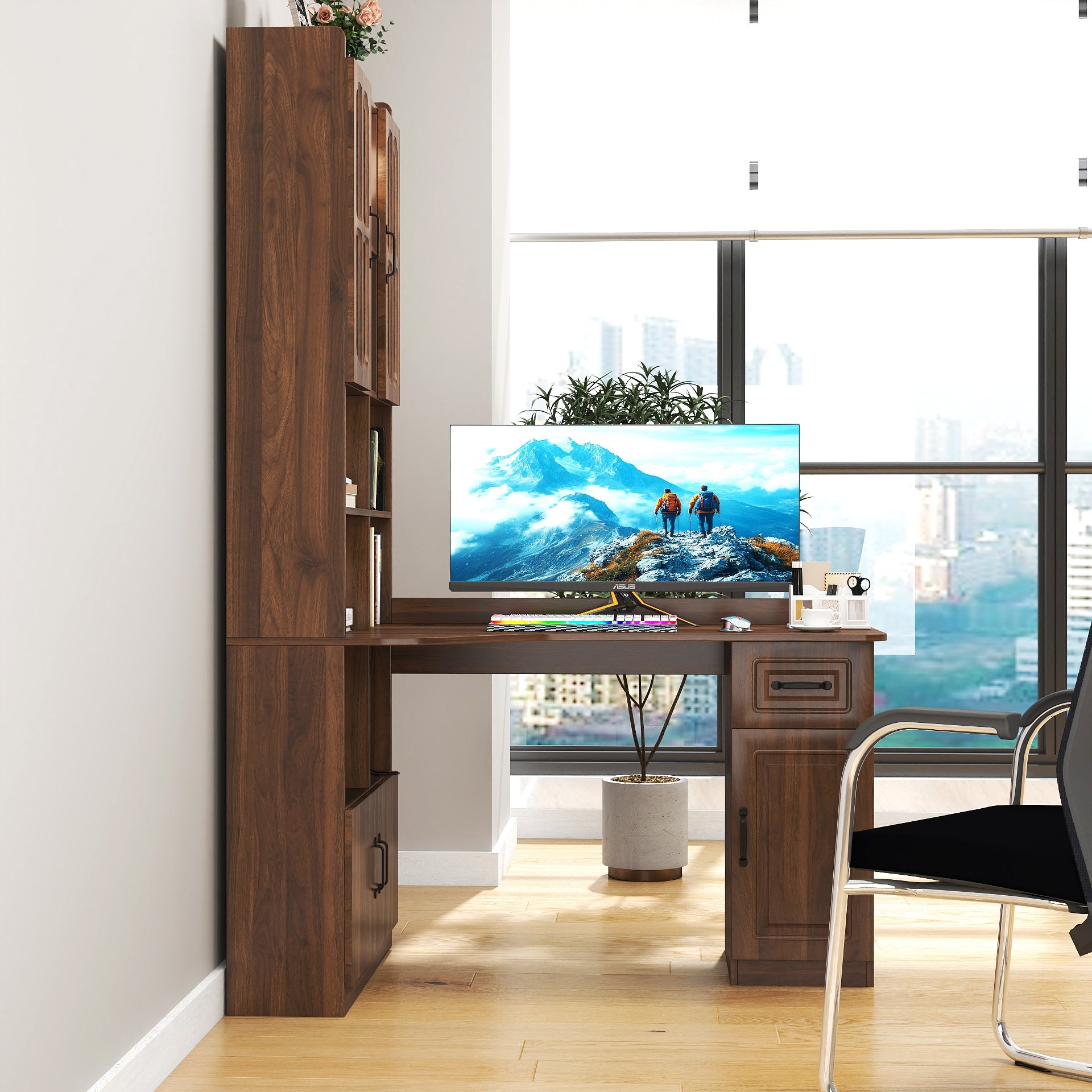 L-Shaped Design Corner Computer Desk for Home Office