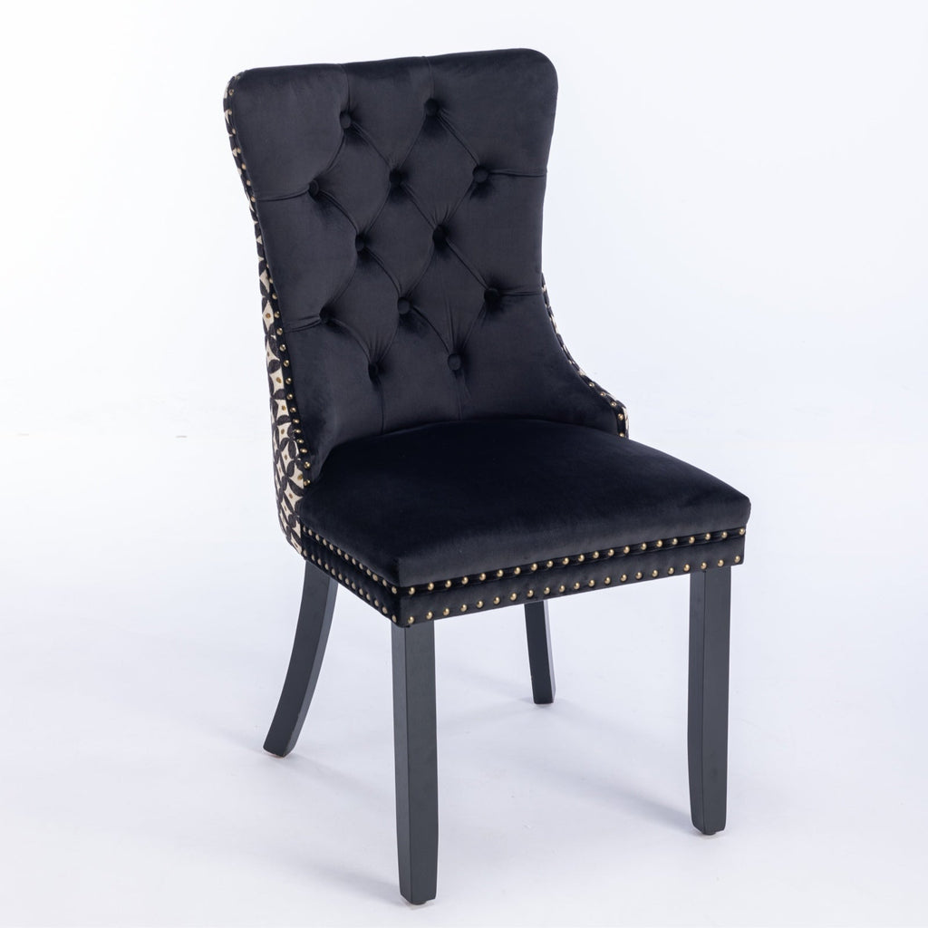 Modern High-end Tufted Solid Wood Velvet Dining Chair(Set of 2)