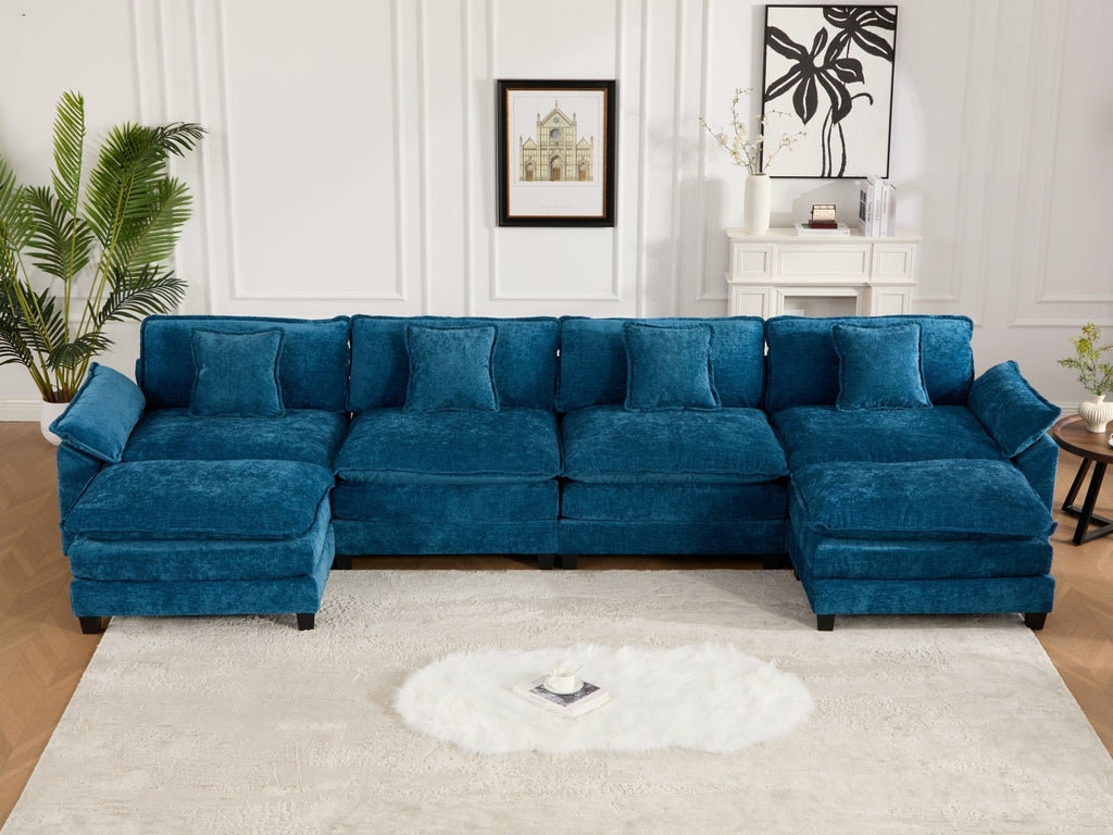 Modern Comfy Upholstered Seat Cushion Sectional Couch (Ottoman is Not Included)