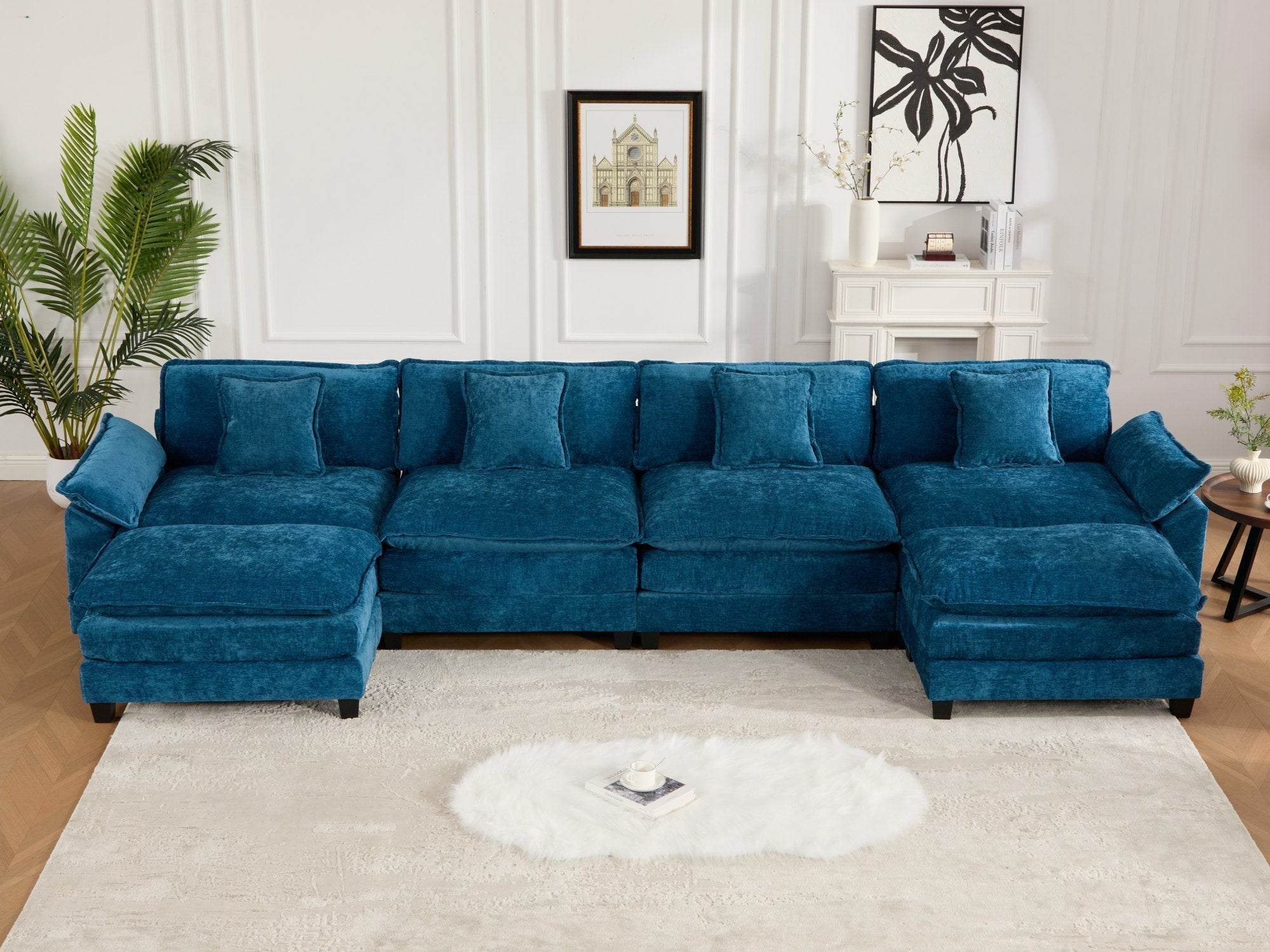 Modern Comfy Upholstered Seat Cushion Sectional Couch (Ottoman is Not Included)