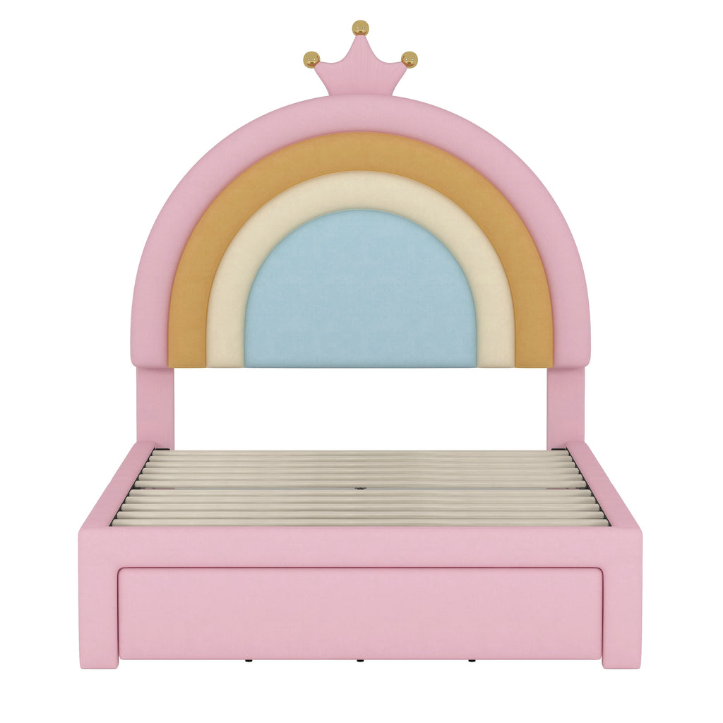 Twin/Full Size Rainbow Princess Platform Bed