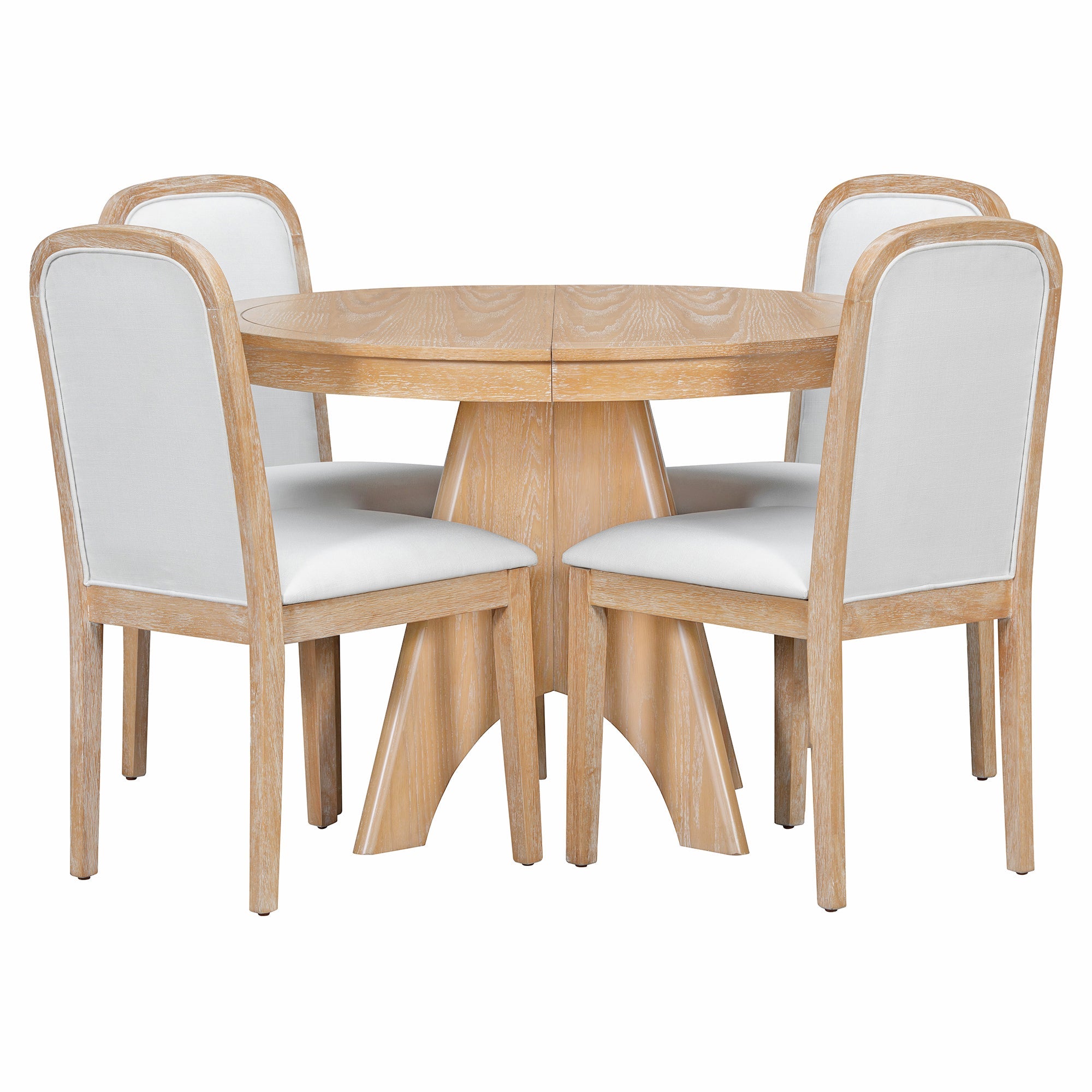 Vintage Extendable Dining Table Set with 4 Upholstered Chairs