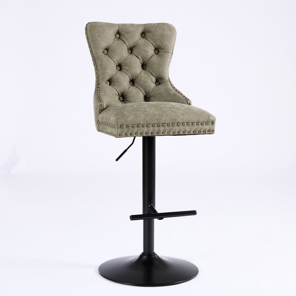 Aged and Retro PU Swivel Barstools Adjusatble Seat Height (Set of 2)