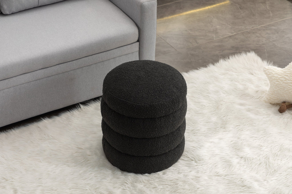 Boucle/Velvet Round Ottoman Footrest Stool
