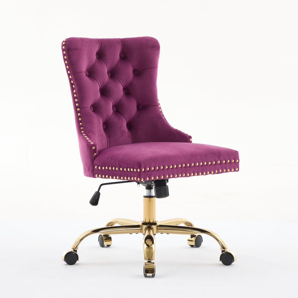 Modern Velvet Upholstered Tufted Button Home Office Chair