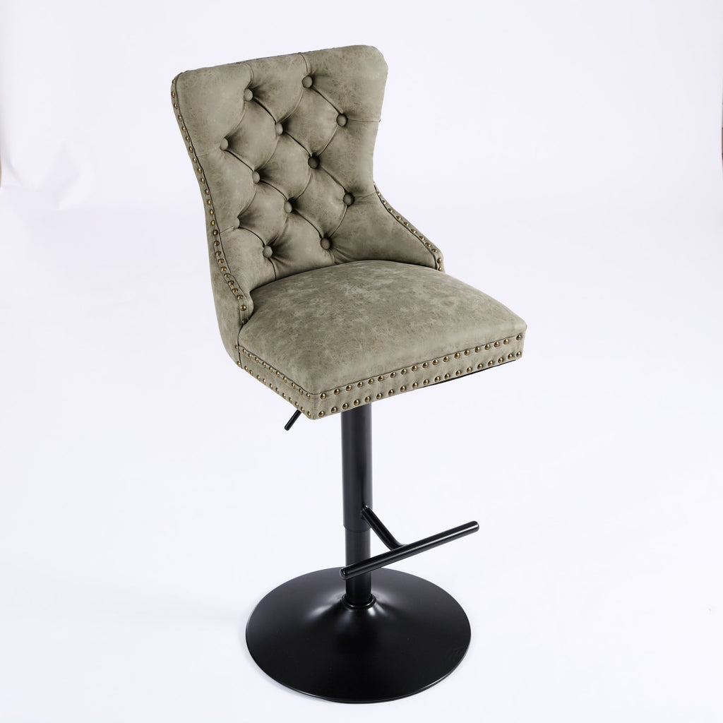 Aged and Retro PU Swivel Barstools Adjusatble Seat Height (Set of 2)
