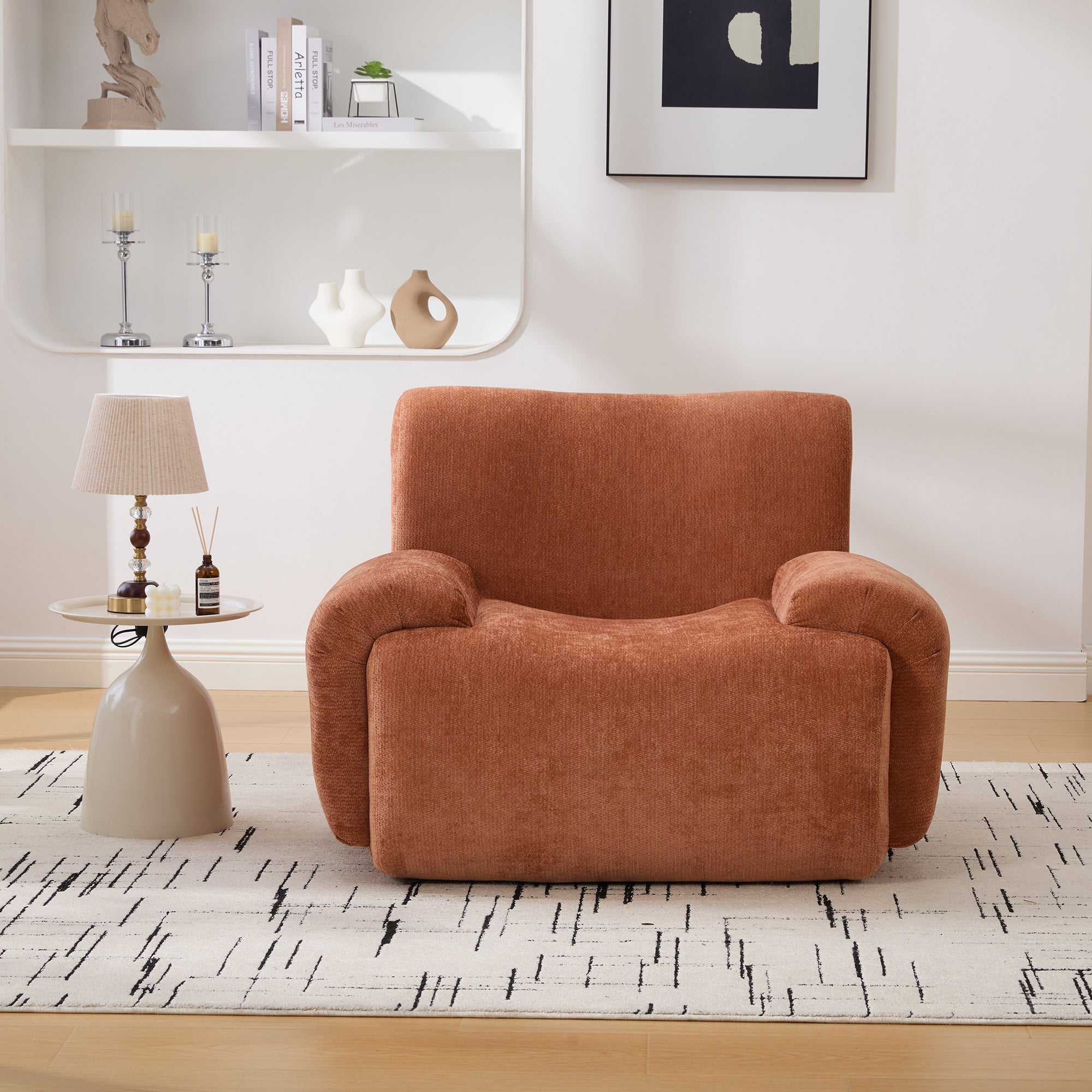 Modern Chenille Vertical Stripe Accent Chair