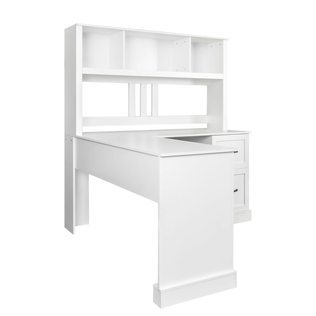 Space-Saving Home Office Computer Workstation with Storage Shelves