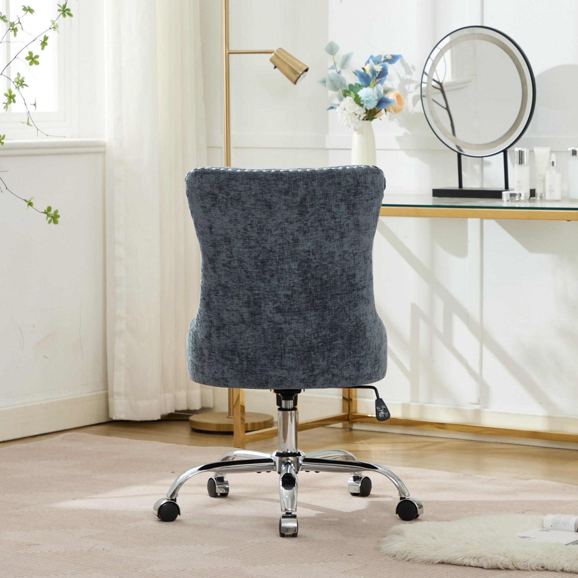Modern Chenille Upholstered Tufted Button Home Office Chair