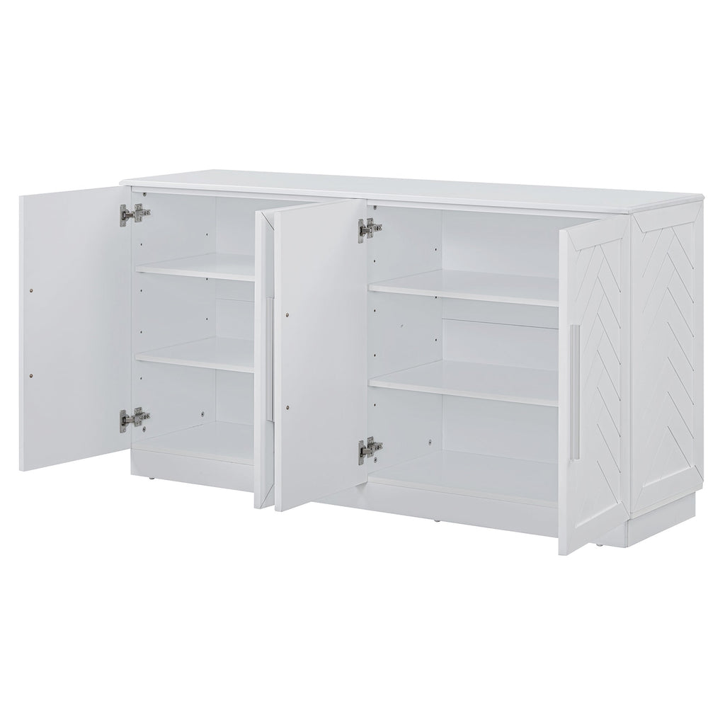 Buffet Cabinet with Adjustable Shelves and Silver Handles