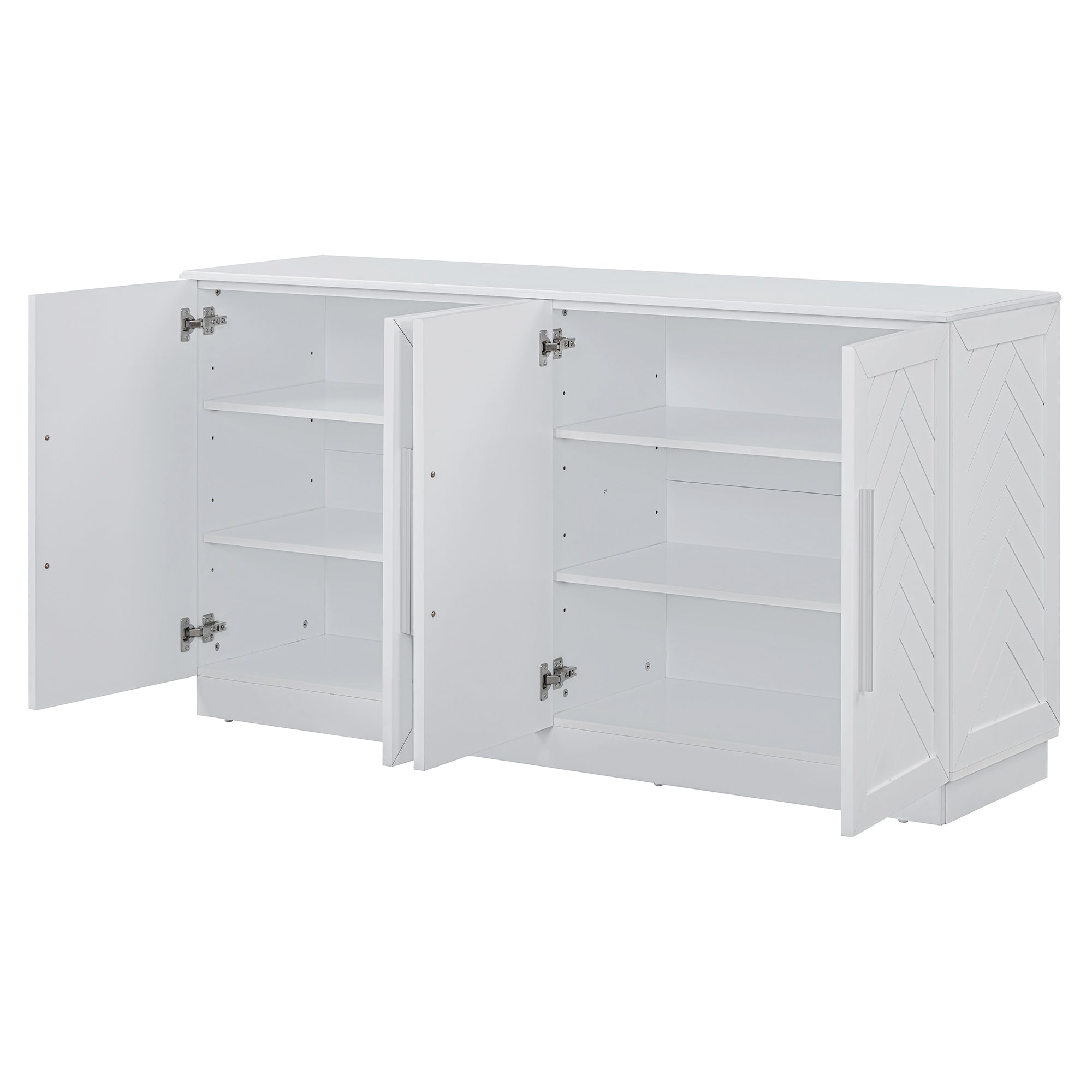 Buffet Cabinet with Adjustable Shelves and Silver Handles