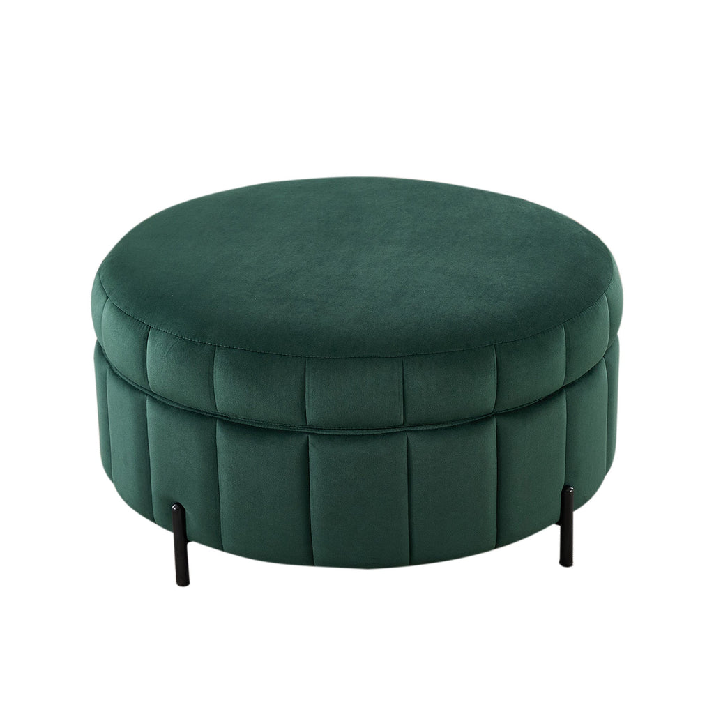 31.5'W Upholstered Round Ottoman with Reversible Lid