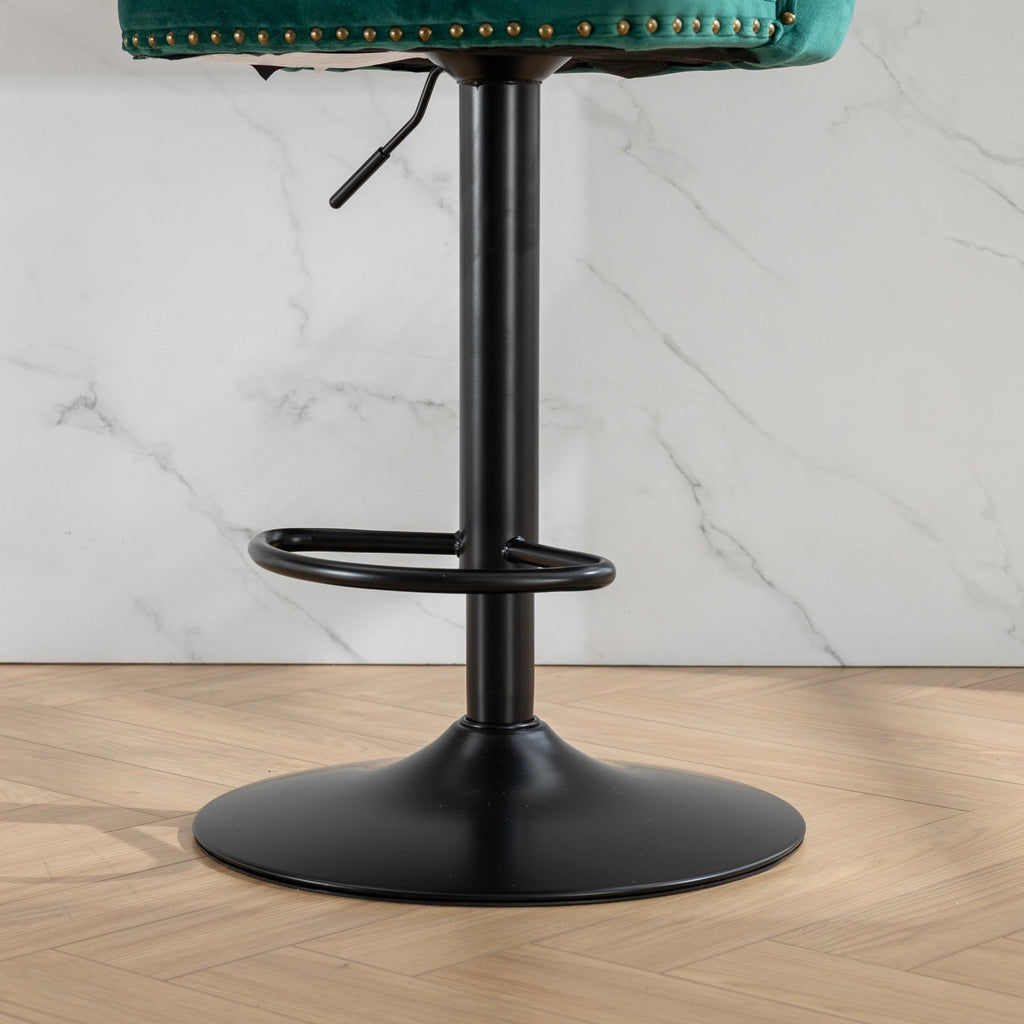 Modern Swivel Velvet Barstools Adjusatble Seat (Set of 2)