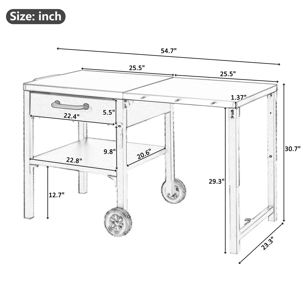 Foldable BBQ cart with storage, portable for backyard & patio cooking