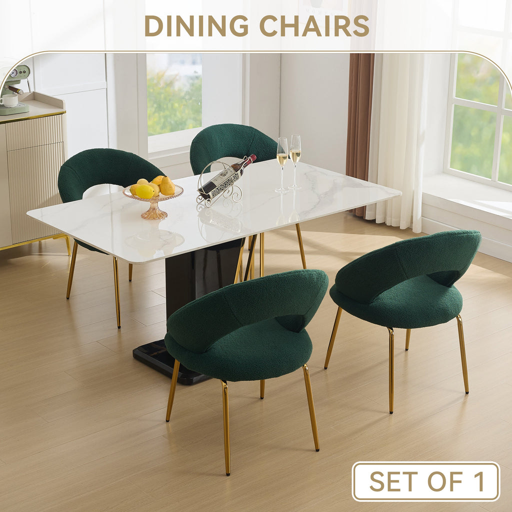 Velvet/Teddy Fabric Dining Chairs with Curved Backrest