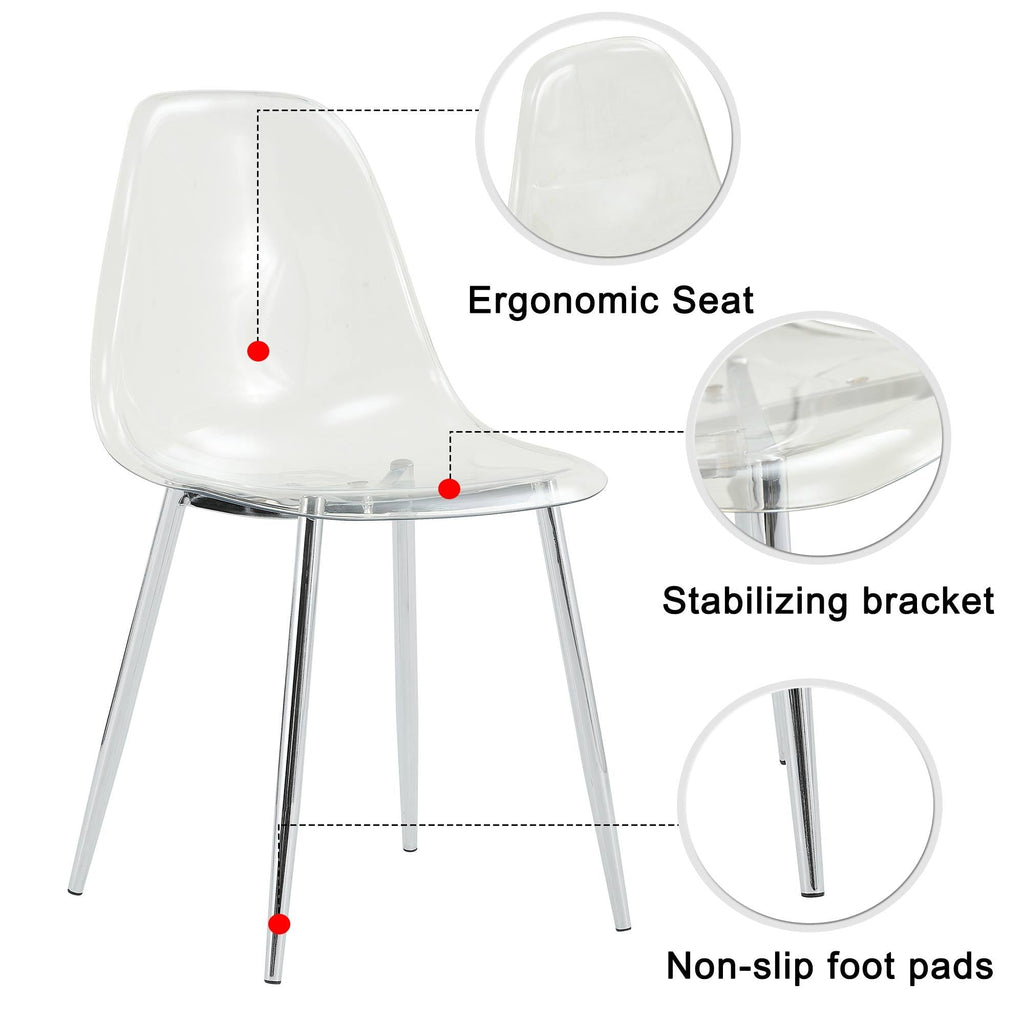 Modern Minimalist Transparent Metal Dining Chairs