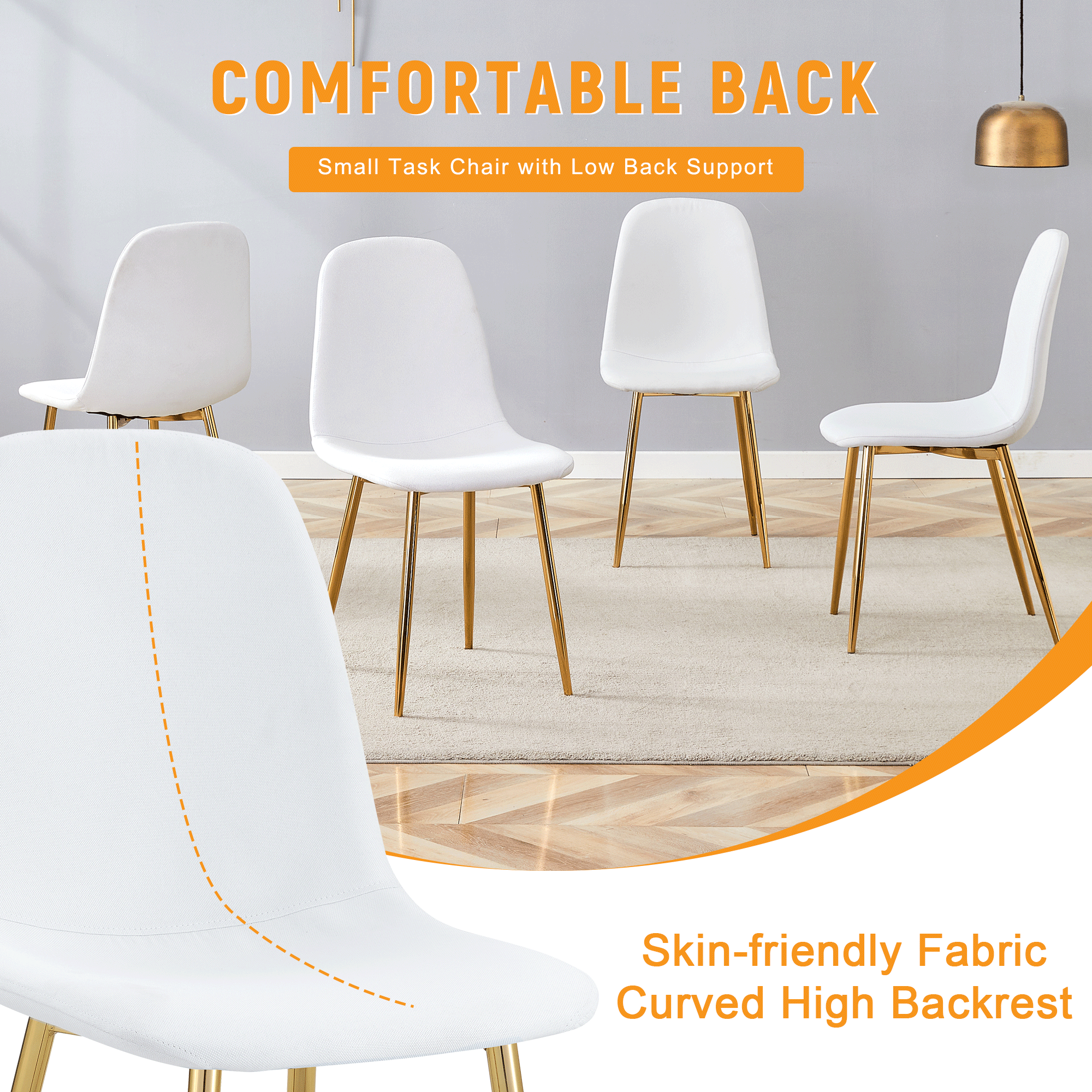 Luxury Simple Chair Black Linen Dining Chair  (Set of 4)