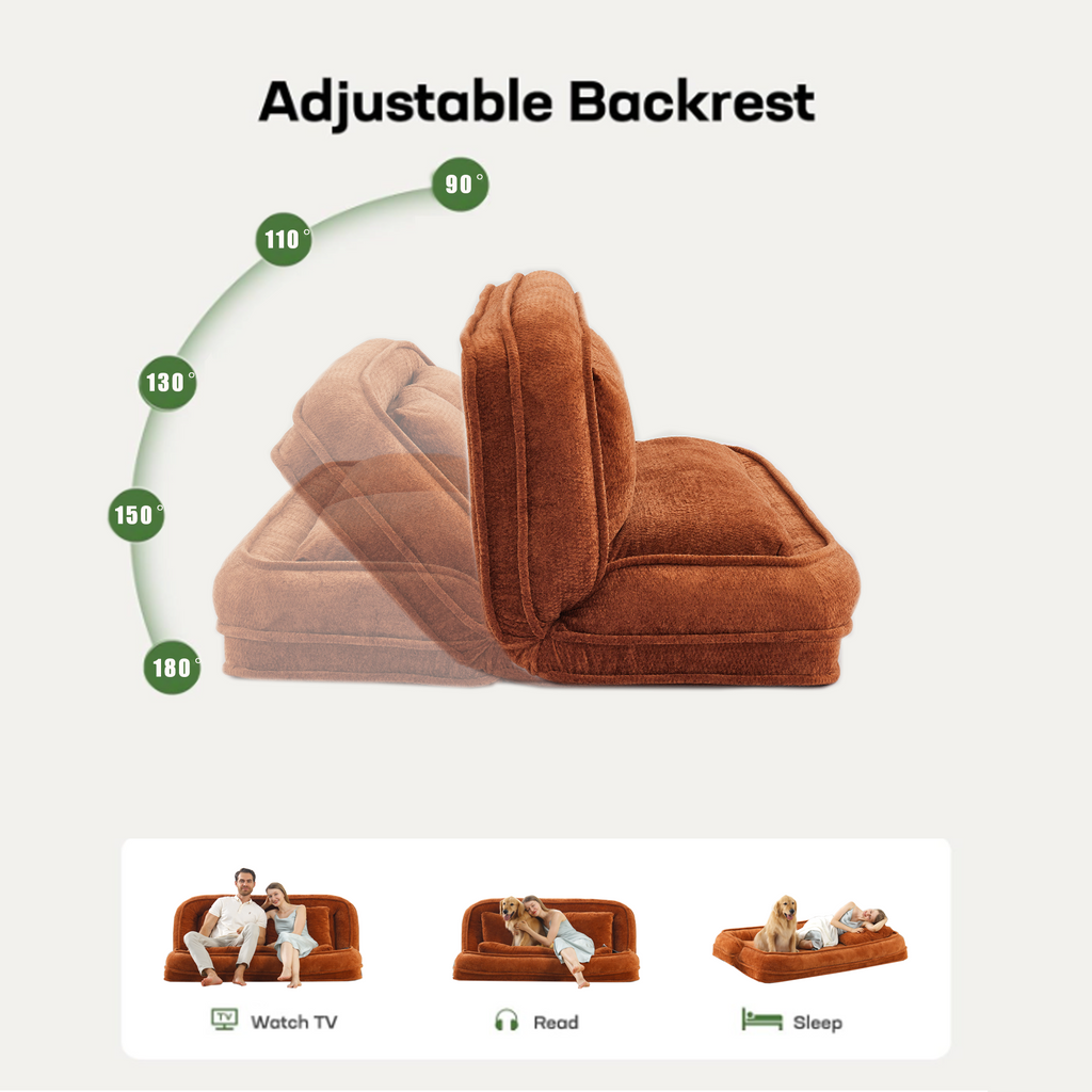 2-in-1 Extra Large Chenille Floor Couch Loveseat for Humans & Dogs