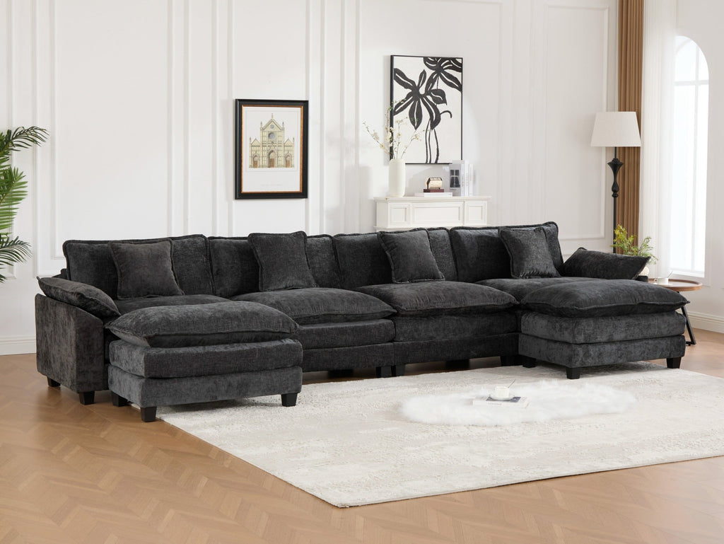Modern Comfy Upholstered Seat Cushion Sectional Couch (Ottoman is Not Included)