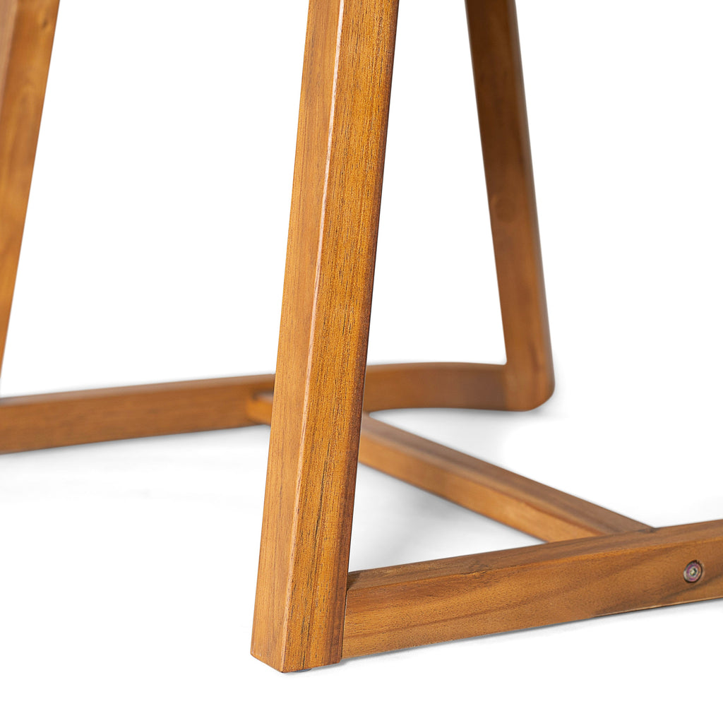 Outdoor Acacia Wood Dining Chairs with Beige Cushion (Set of 2)