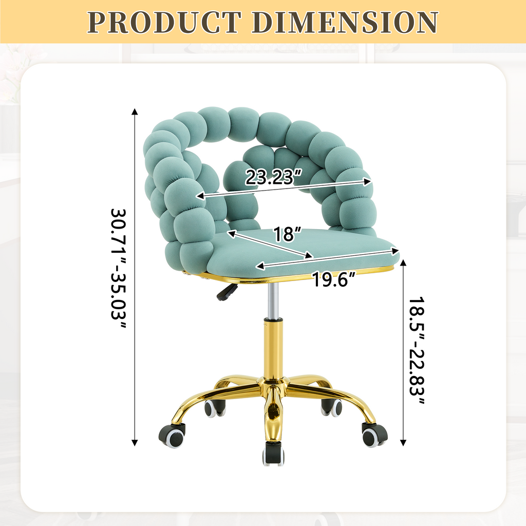 Coloful Modern Velvet Adjustable Swivel Desk Chair with Bubble Back