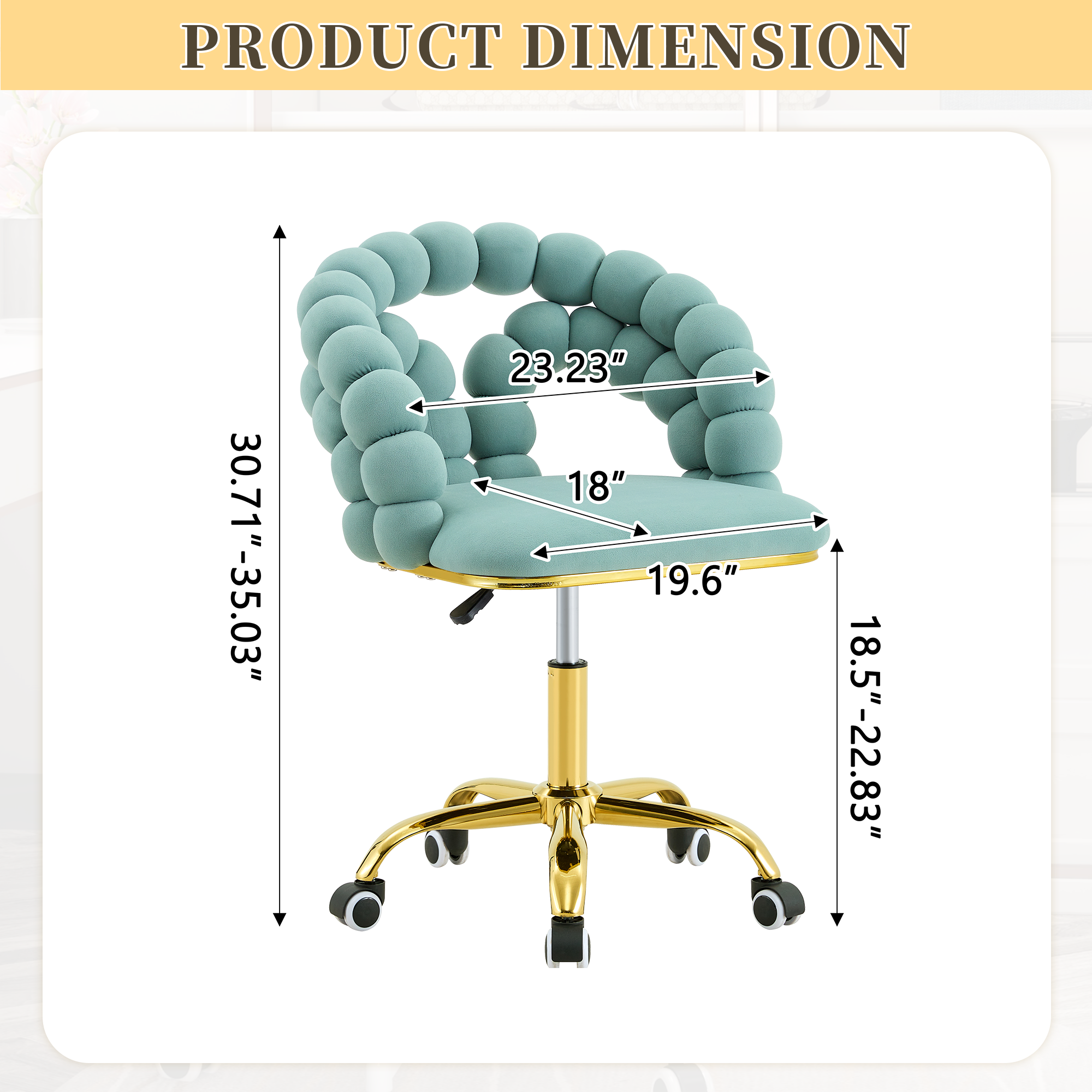 Coloful Modern Velvet Adjustable Swivel Desk Chair with Bubble Back