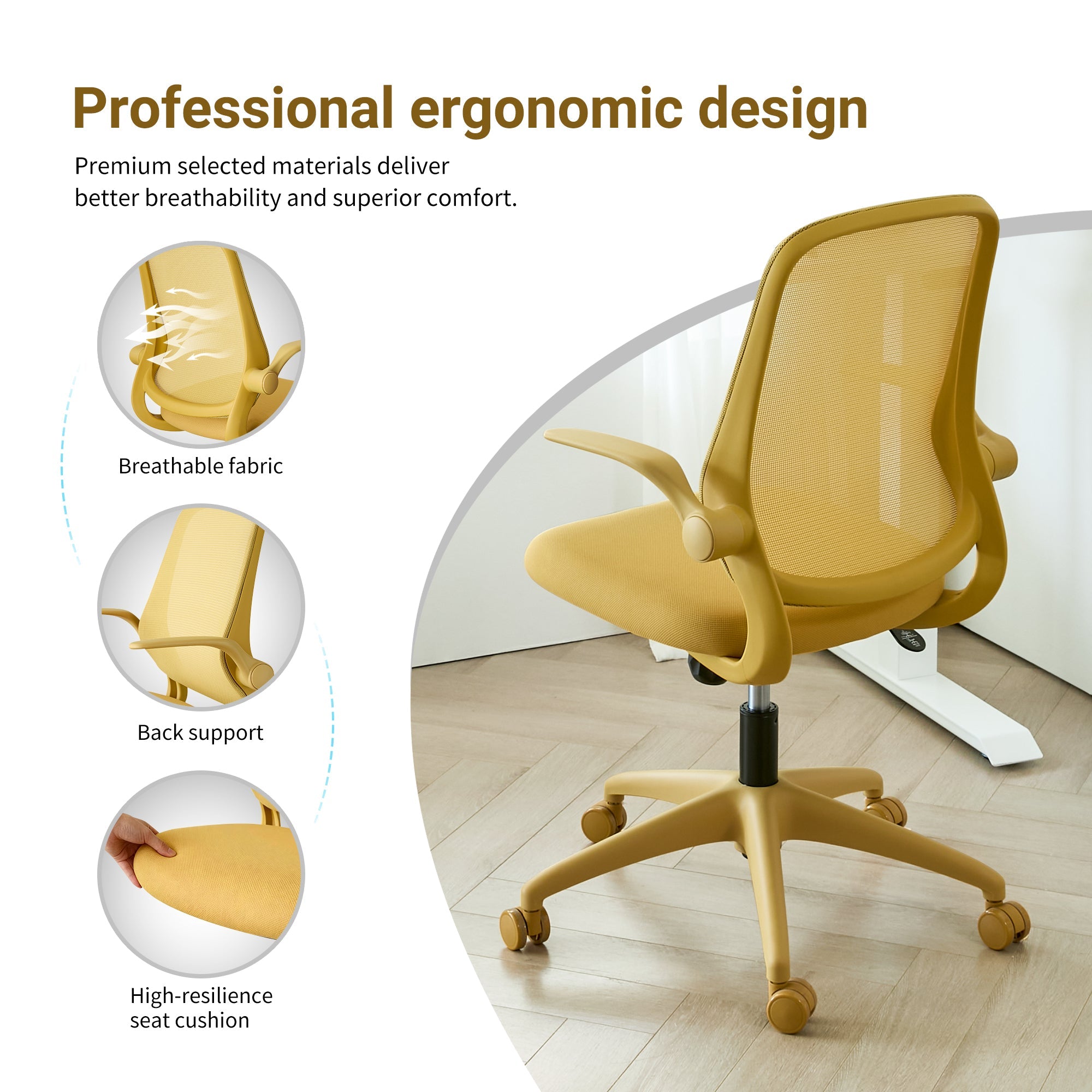 Colorful Ergonomic Office Chair with Flip-Up Armrests