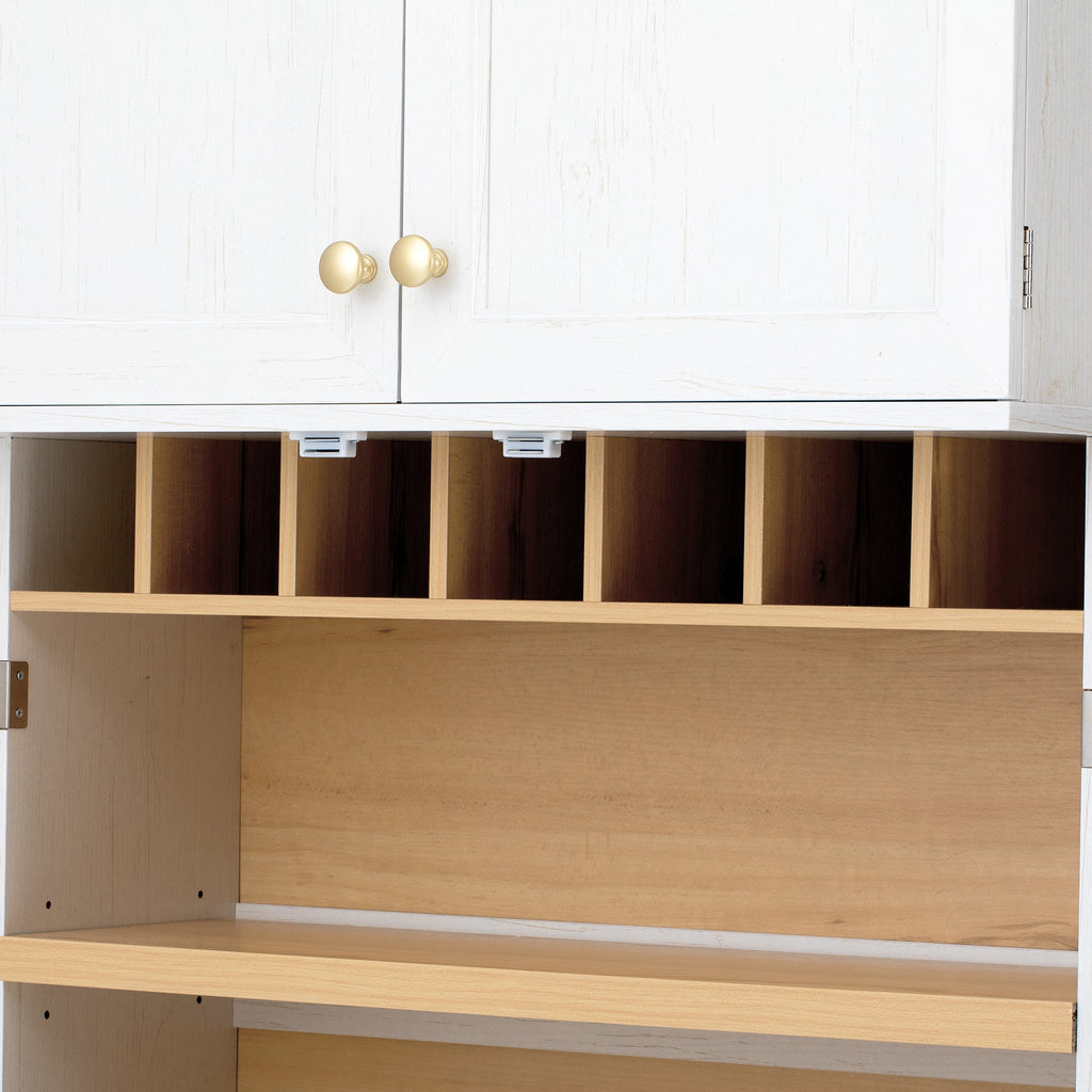 78" Tall Farmhouse Kitchen Pantry Cabinet with Shelves Drawer Wine Rack