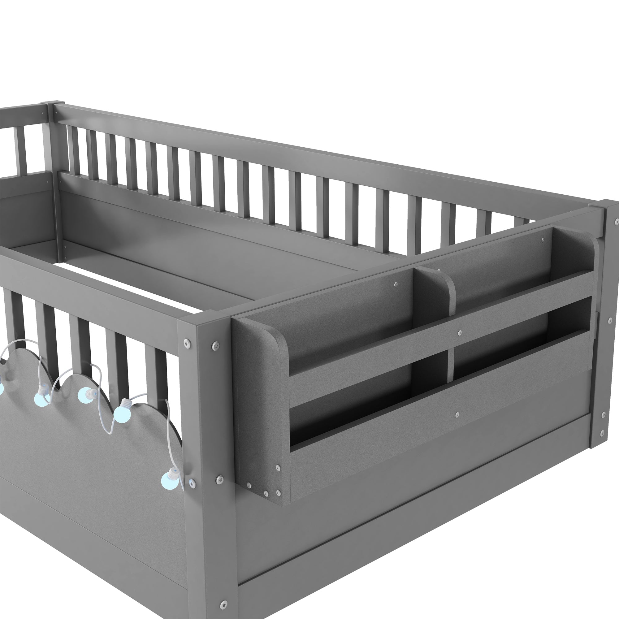Twin/Full Montessori Floor Kids Bed Frame with High Rails
