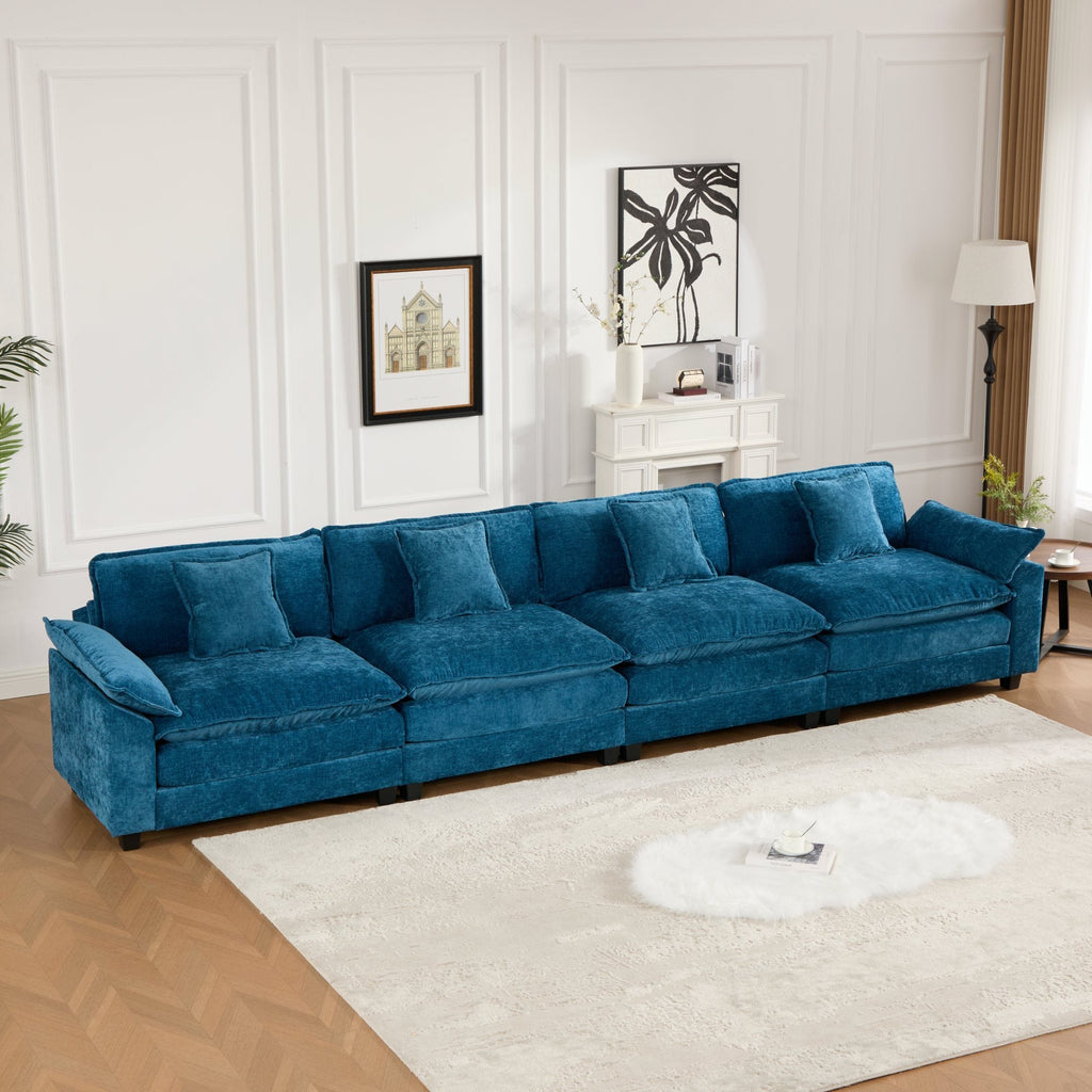 Modern Comfy Upholstered Seat Cushion Sectional Couch (Ottoman is Not Included)