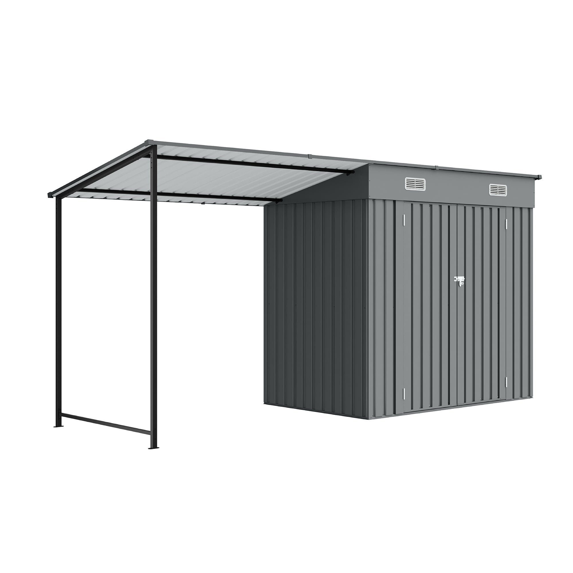 12x4 Ft Metal Lean To Shed With Pergola 2 In 1 Storage Shed Gazebo Combo