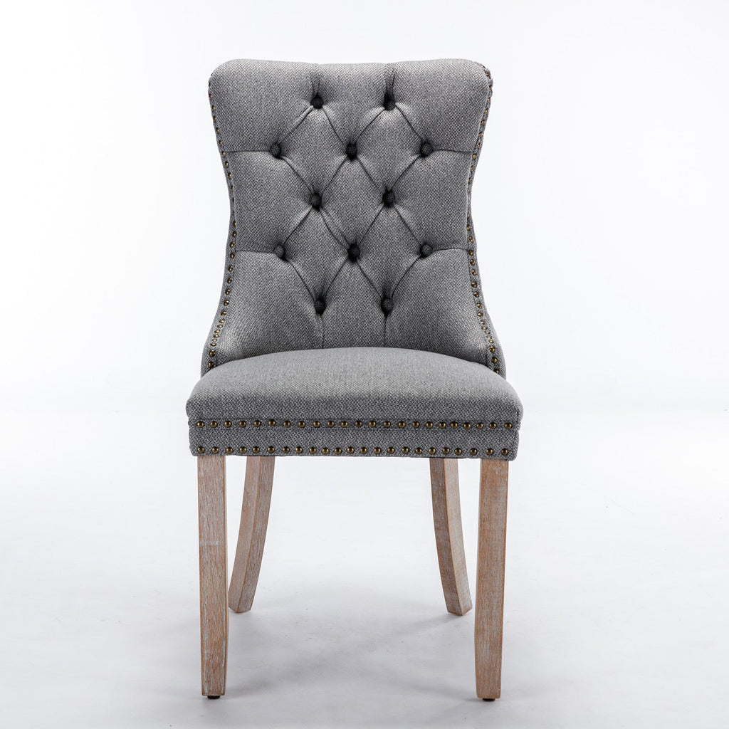 Linen Contemporary Tufted Flax Upholstered Dining Chairs (Set of 2)