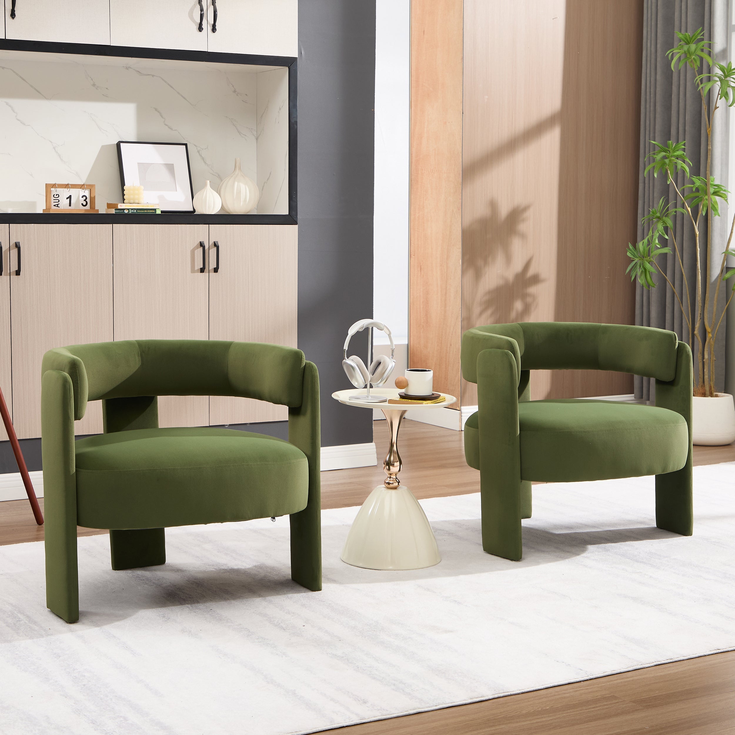 Mid-Century Velvet Comfy Single Sofa Accent Chair